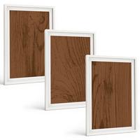 BILDER SET 3er Set - 40x60 cm Weißer Rahmen - Holzstruktur, Rinde, Minimalismus - Weiß, Kunststoff (40/60cm) - TULUP
