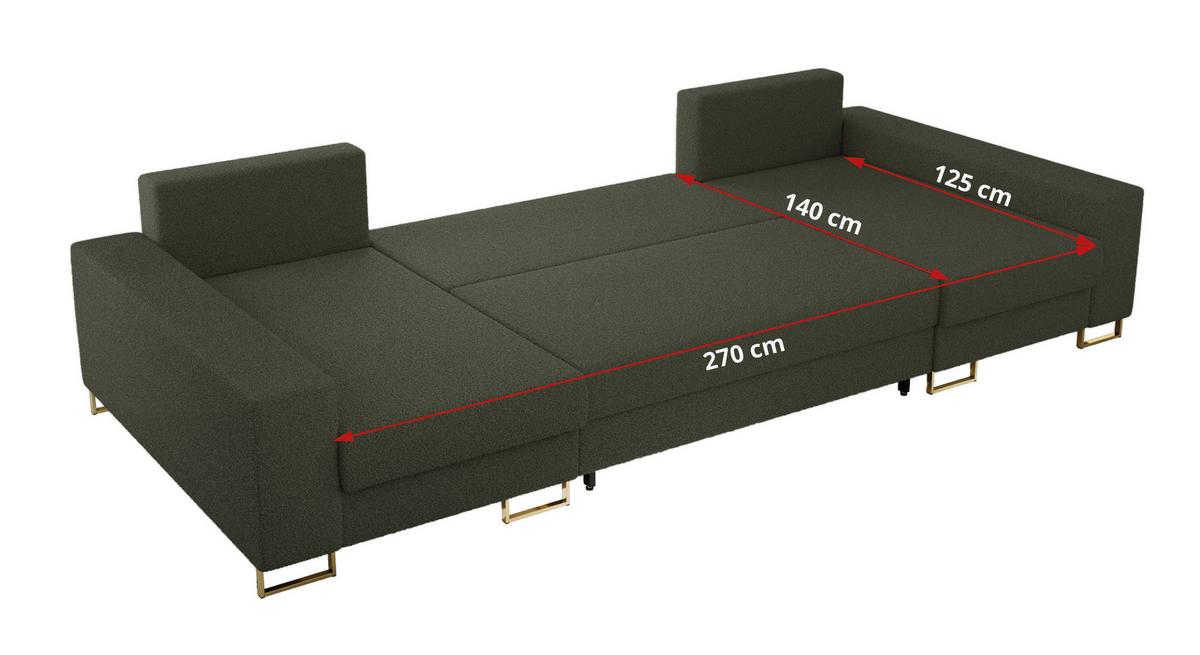 WOHNLANDSCHAFT DORIAN U Bouclé Grün - Goldfarben/Grün, Textil/Metall (312/85/138cm) - MKS