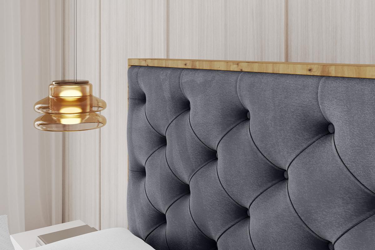 POLSTERBETT mit Bettkasten, Fußteil und Lattenrost, Boxbett mit Matratze H3/H4 - ENZO3-Z 180x200 Dunkelgrau - Dunkelgrau, Holzwerkstoff/Textil (180/200cm) - ALTDECOR