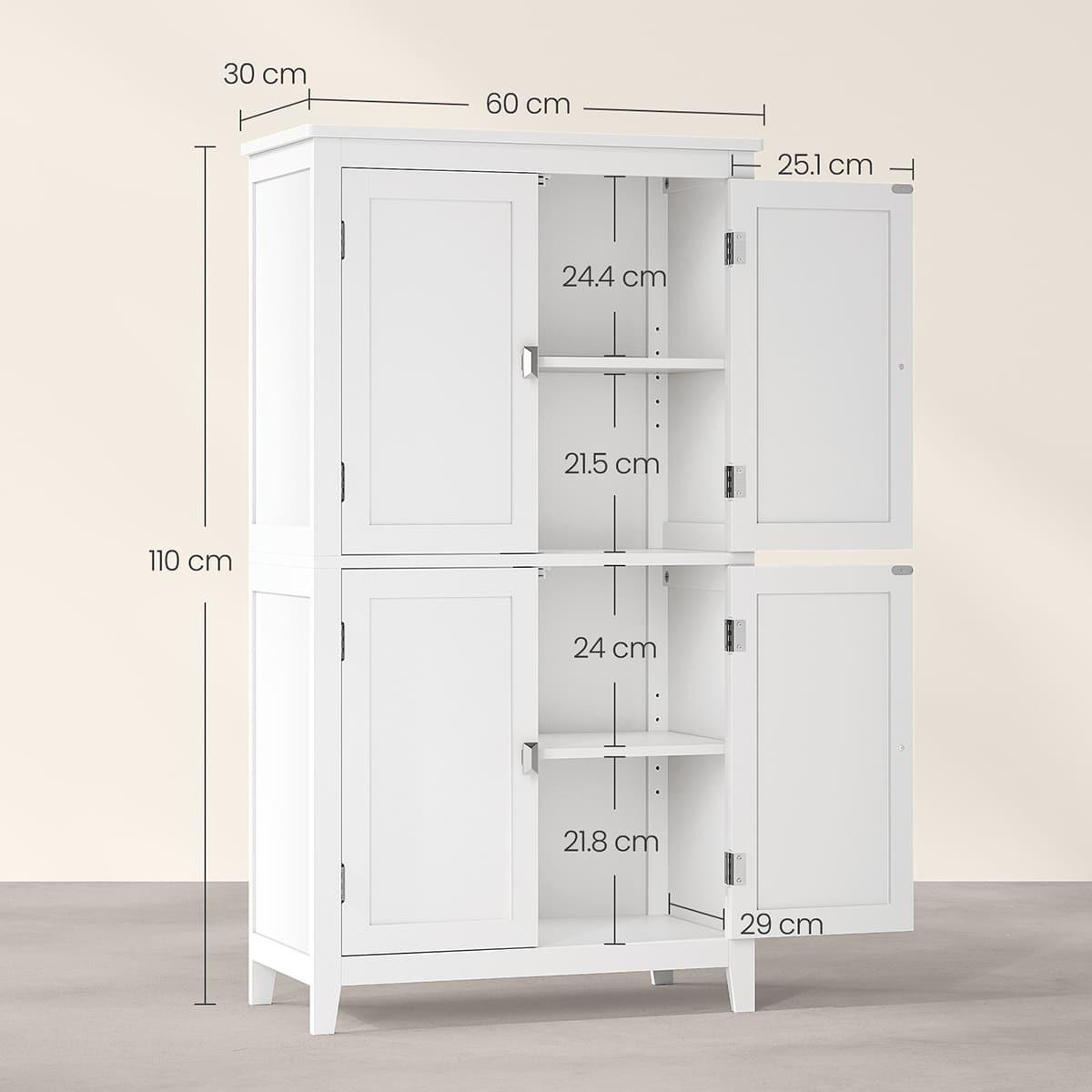 KLEINES Aufbewahrungsmöbel 4 Türen Weiß - H110 cm - Weiß, Holzwerkstoff (30/110/24.5cm) - Calicosy