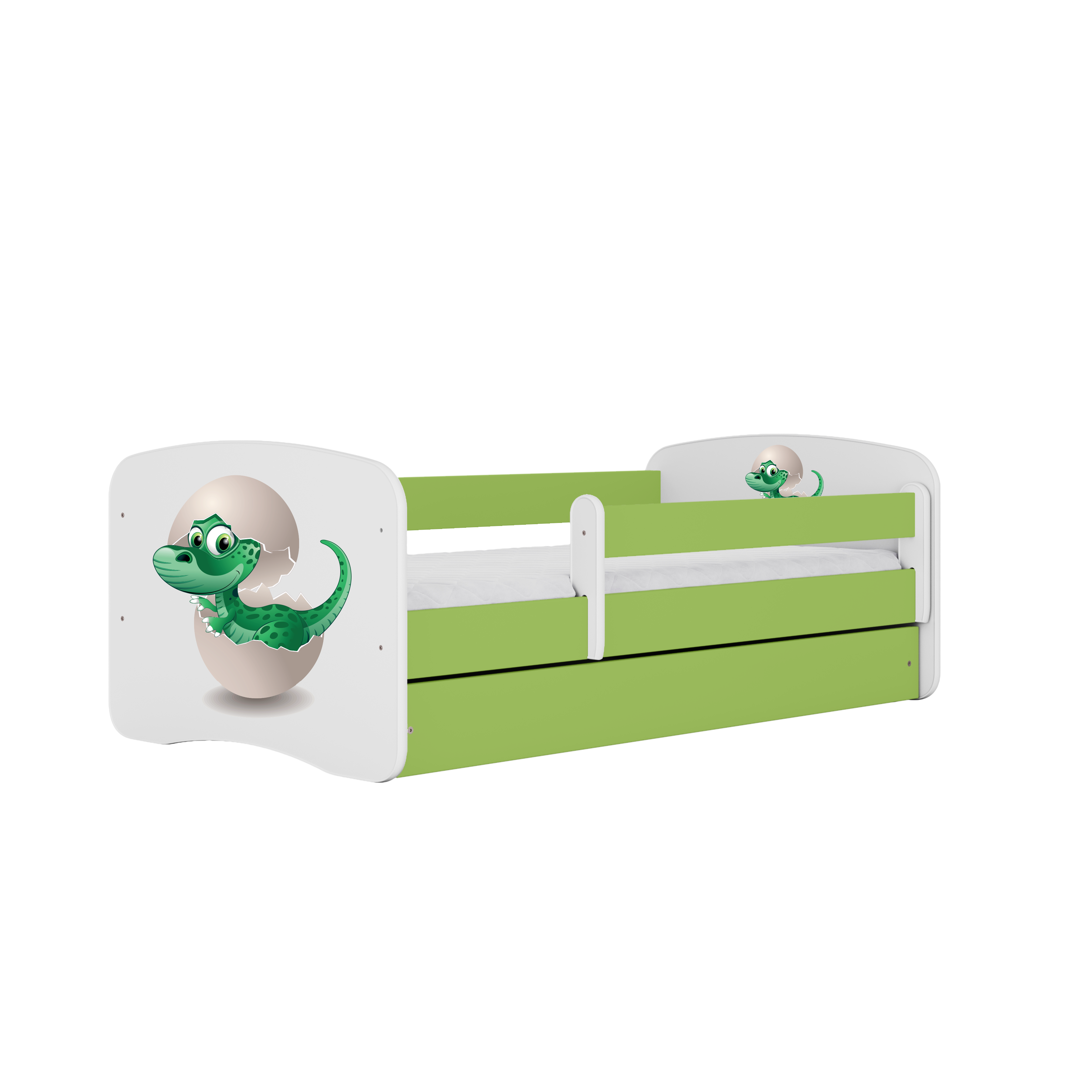 KINDERBETT Kleindino mit Schublade 140/70 80/61/144 - Grün, Holzwerkstoff (70/140cm) - RAUMHIRSCH FURNITURE