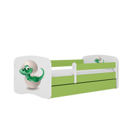 KINDERBETT Kleindino mit Schublade 140/70 80/61/144 - Grün, Holzwerkstoff (70/140cm) - RAUMHIRSCH FURNITURE