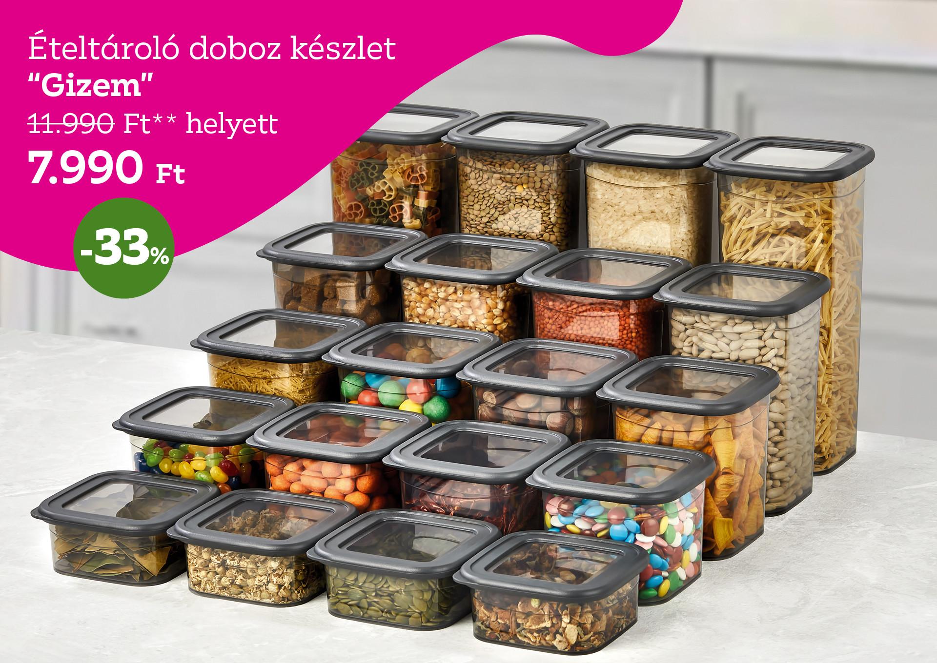 Ételtároló doboz készlet GIZEM 11990 Forint helyett 7990 Forint, kedvezmény mértéke 33%
