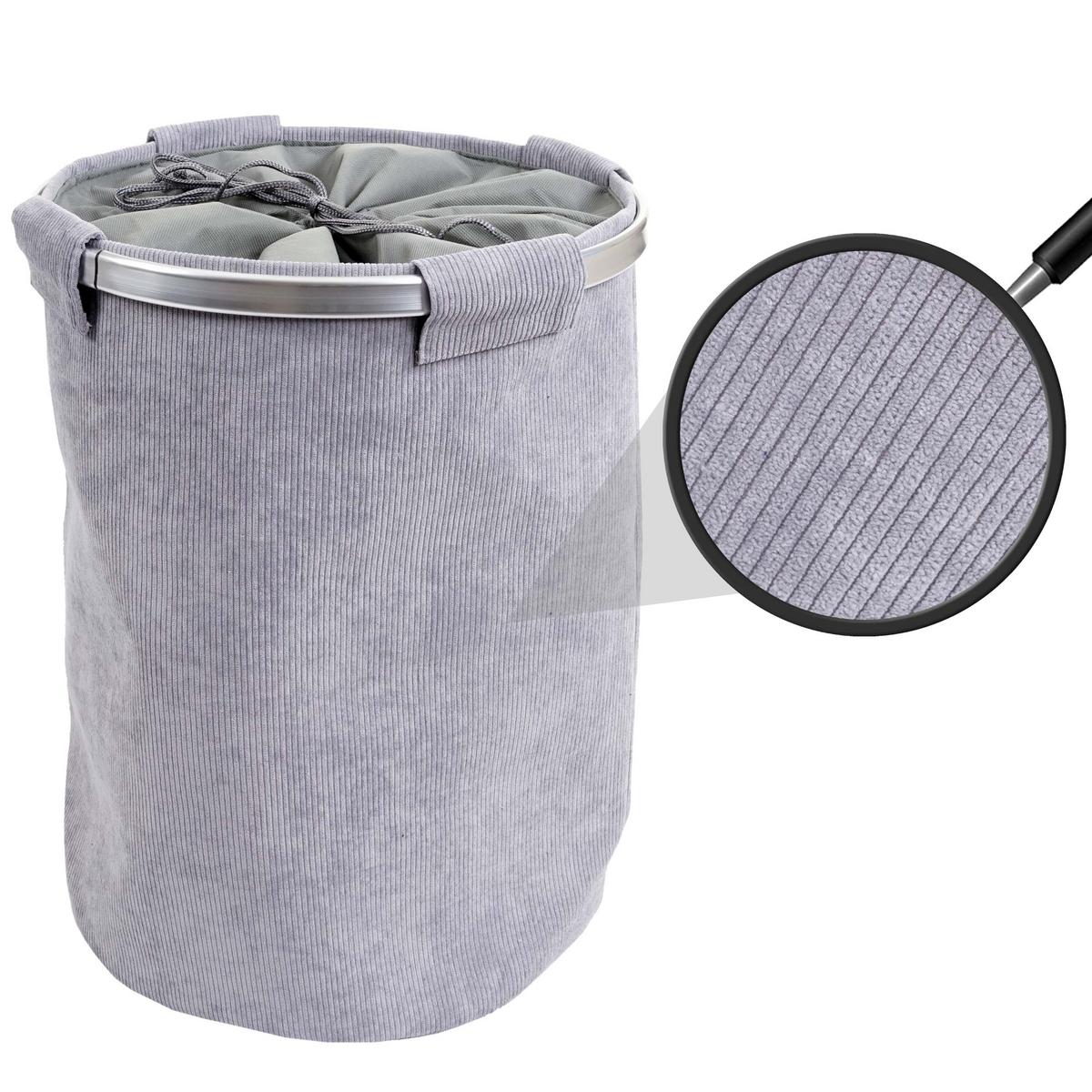 WÄSCHESAMMLER MIT NETZ 65L Grau - Grau, Textil (39/55/39cm) - MCW
