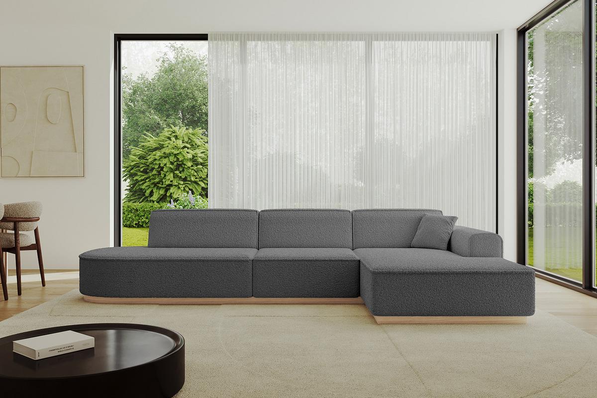 ECKSOFA Ottomane Rechts IREA-L2 - 327x165x80 cm Grau - Olivgrün, Holzwerkstoff/Textil (327/165cm) - ALTDECOR