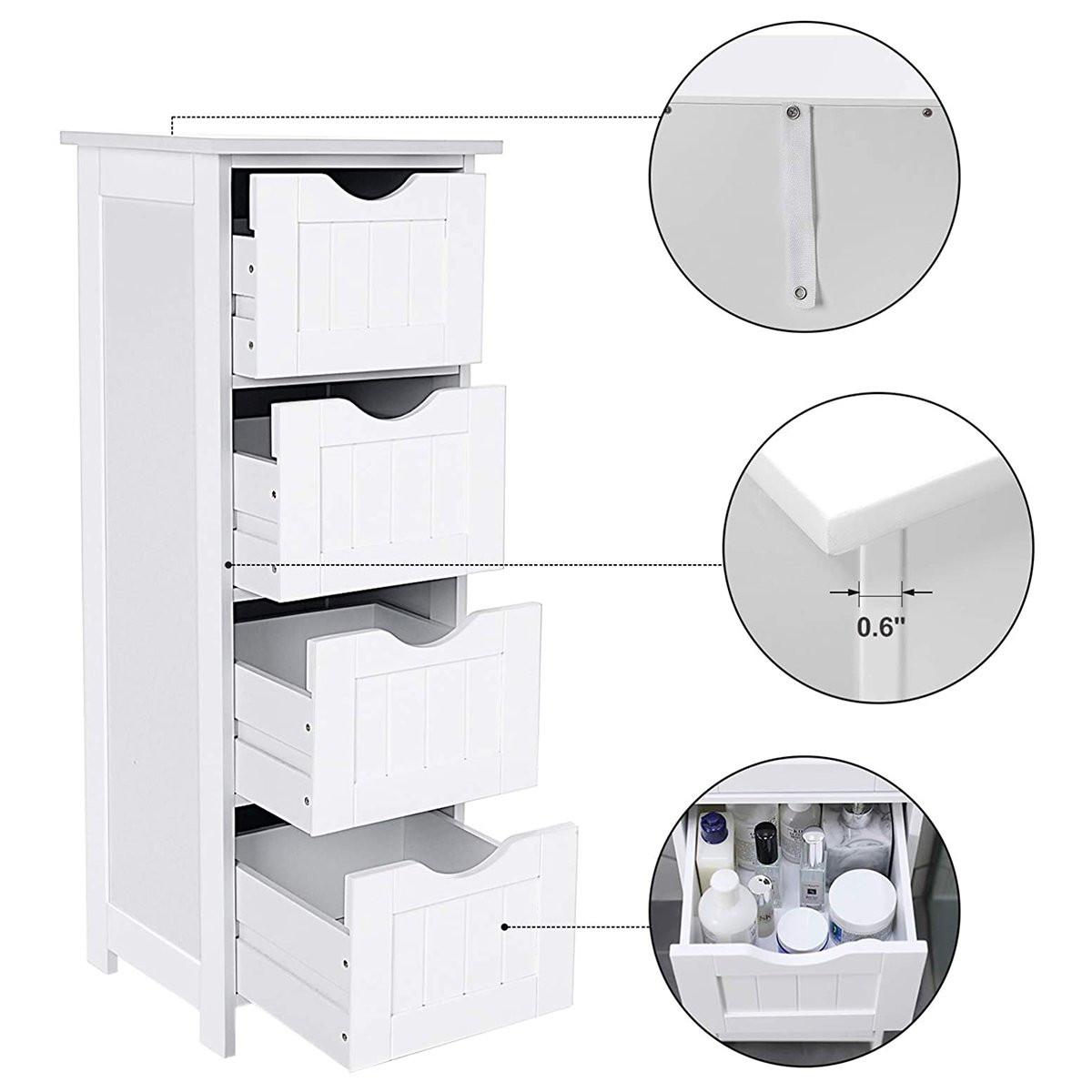 BADEZIMMERSCHRANK Weiß mit 4 Schubladen - L30 cm - Weiß, Holzwerkstoff (30/82/11.5cm) - Calicosy