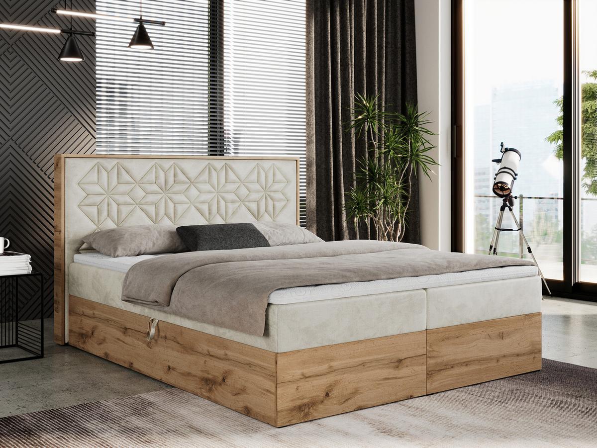 BOXBETT NESSI - 200/200 Beige Velvet - H4 - Beige, Holz/Textil (200/200cm) - MKS