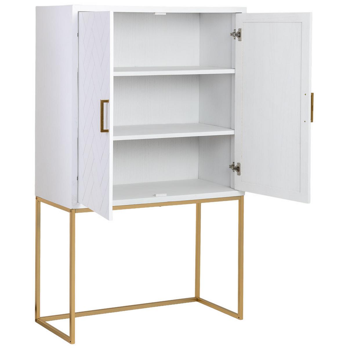 HIGHBOARD mit 2 türiger aus holz und metall 100x40x160 cm - Weiß, Holz (100/160/40cm) - Wanderlust