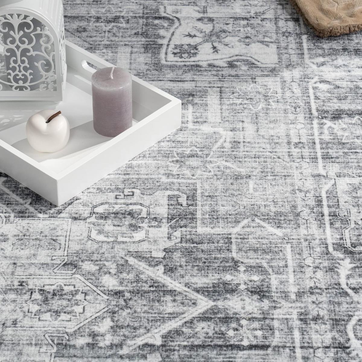 KURZFLORTEPPICH Waschbar, im Vintage-Stil, Grau, 120 x 160 cm - Grau, Textil (160/120cm) - KADIMA DESIGN