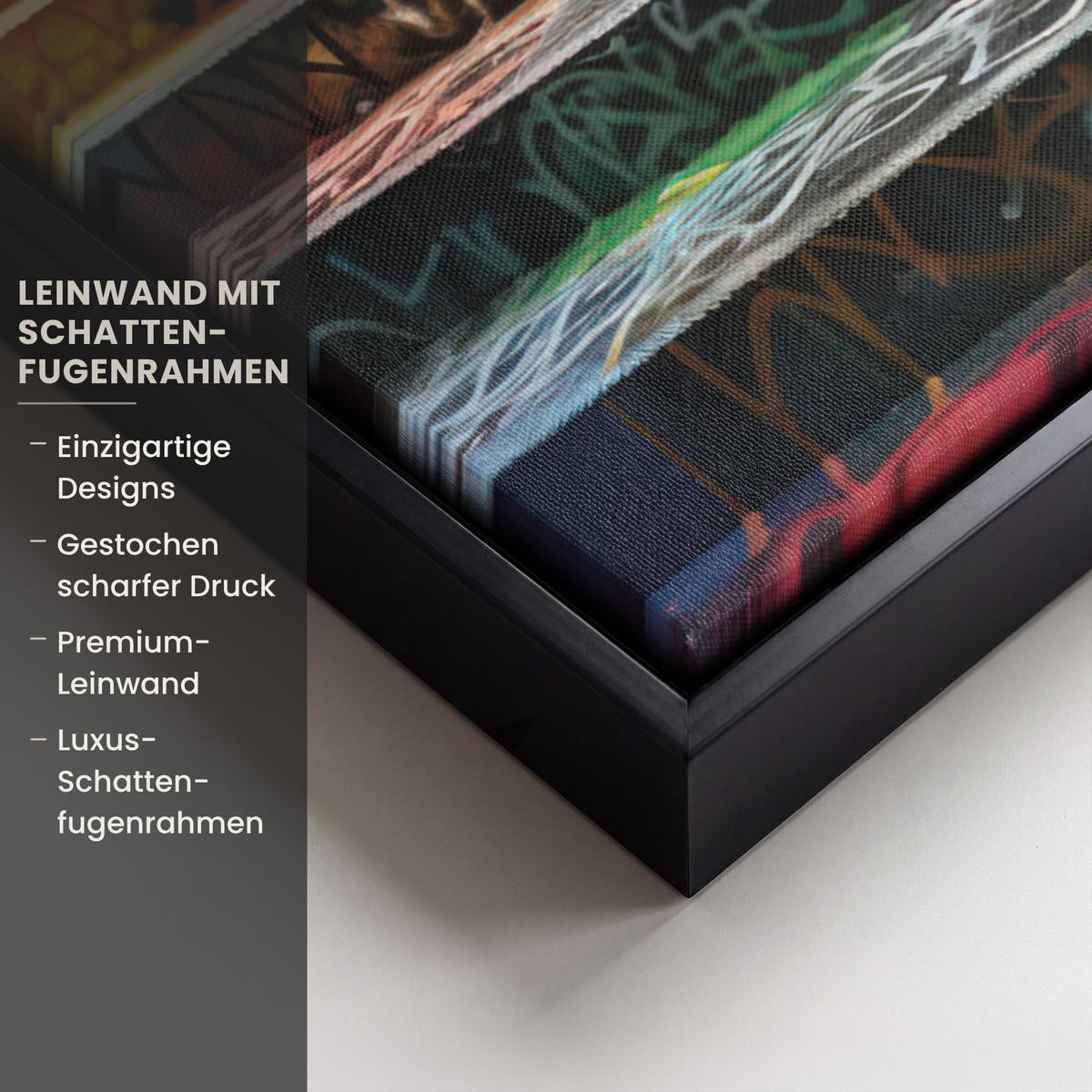 LEINWAND Bilder mit Rahmen - Treppe - Graffiti - Farben - Kunst - 60x80 - Multicolor, Textil (60/80cm) - MuchoWow
