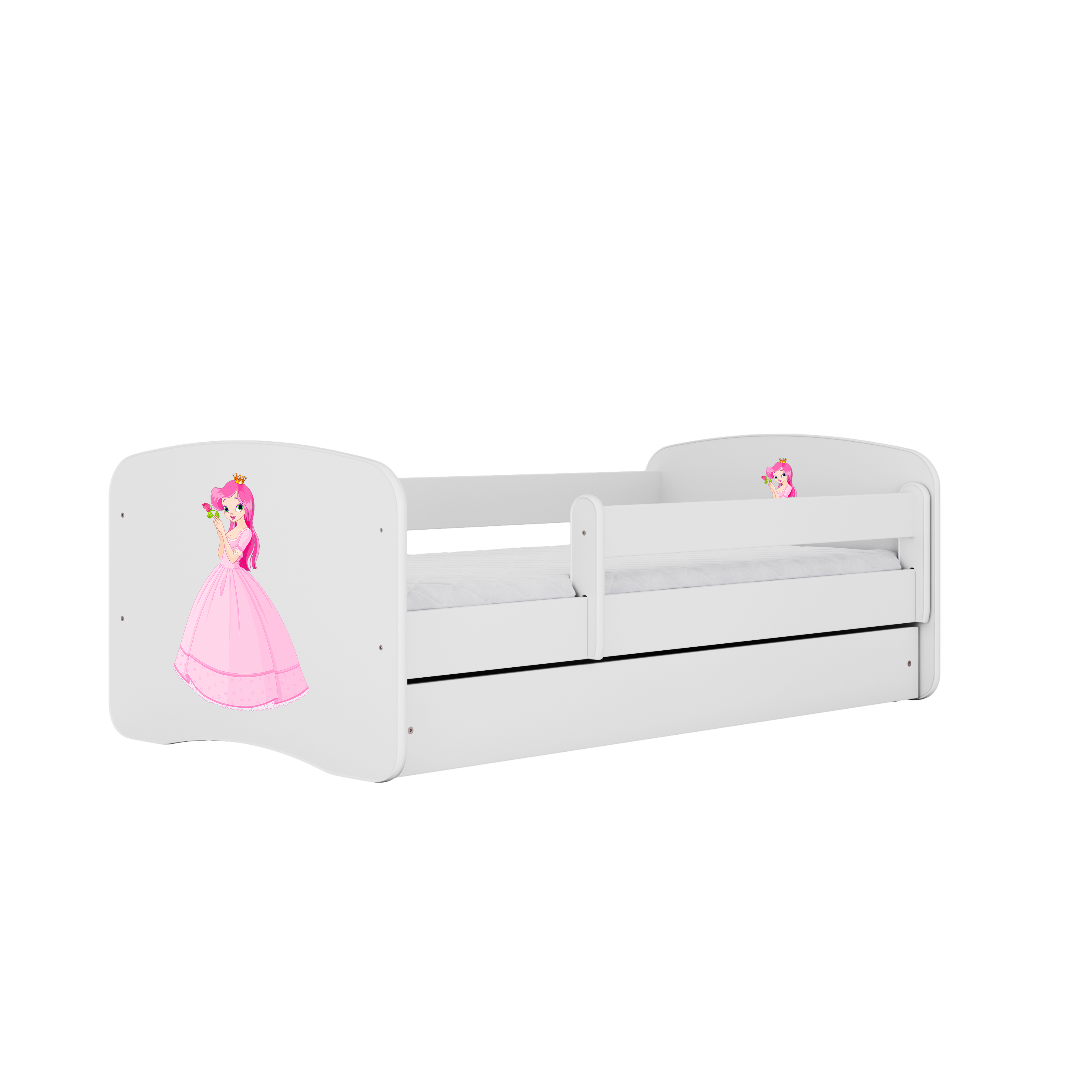 KINDERBETT Prinzessin mit Schublade und Matratze 180/80 - Weiß, Holzwerkstoff (80/180cm) - RAUMHIRSCH FURNITURE