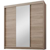 SCHWEBETÜRENSCHRANK Milo 200/215/58 3-türig eiche sonoma mit Spiegel - Sonoma Eiche, Holzwerkstoff (200/215/58cm) - Beautysofa
