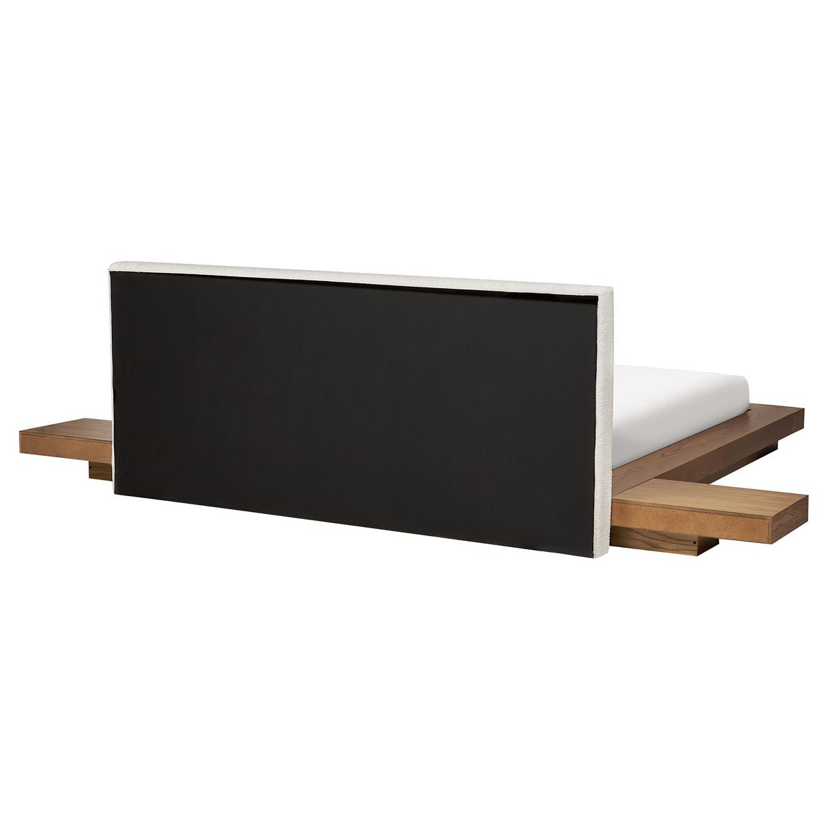 BETT mit LED 160/200 cm MDF-Platte Hellbraun Zen - Hellbraun, Holz (160/200cm) - Beliani