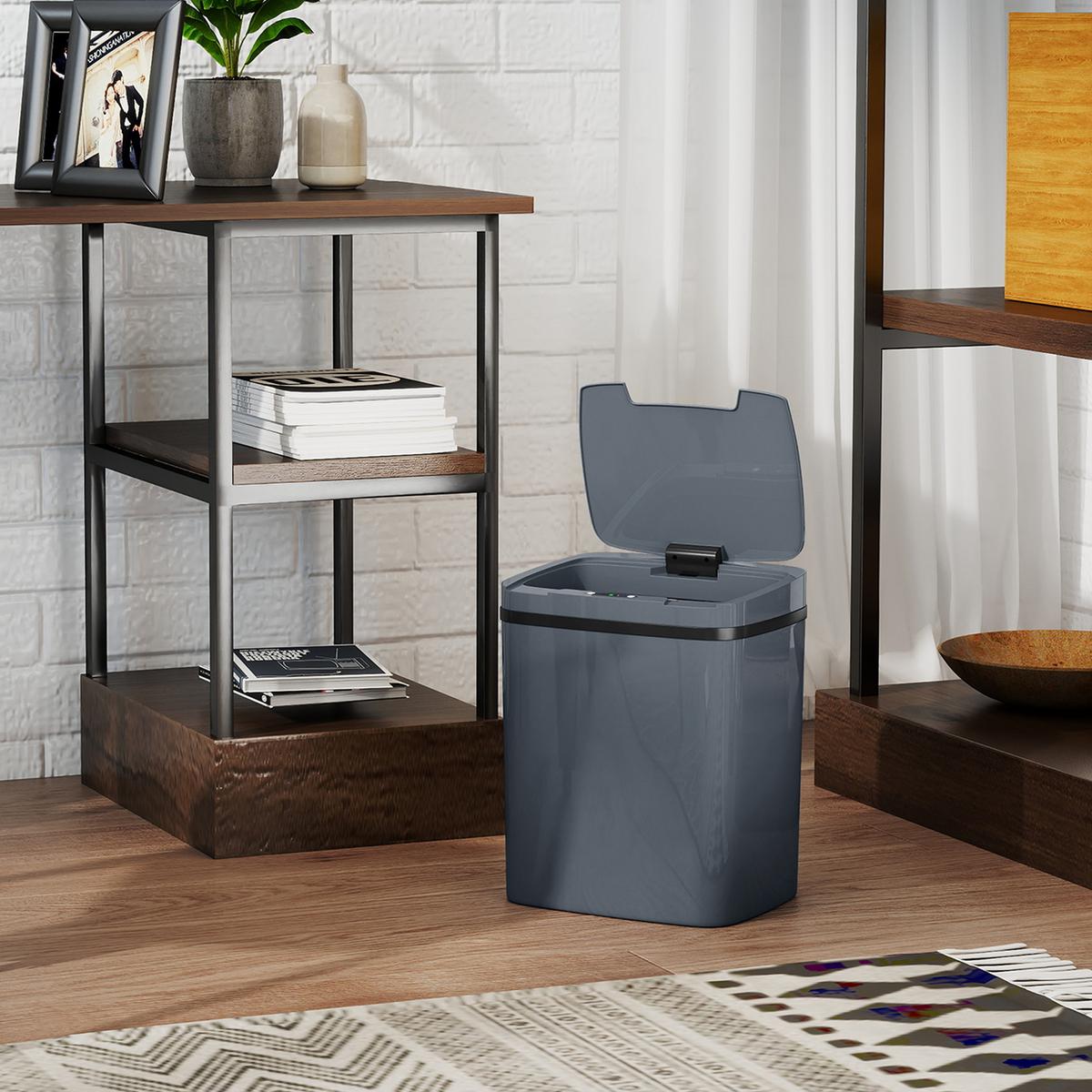 SENSOR-MÜLLEIMER Kunststoff Grau - Grau, Kunststoff (21.4/33.5/27.6cm) - HOMCOM