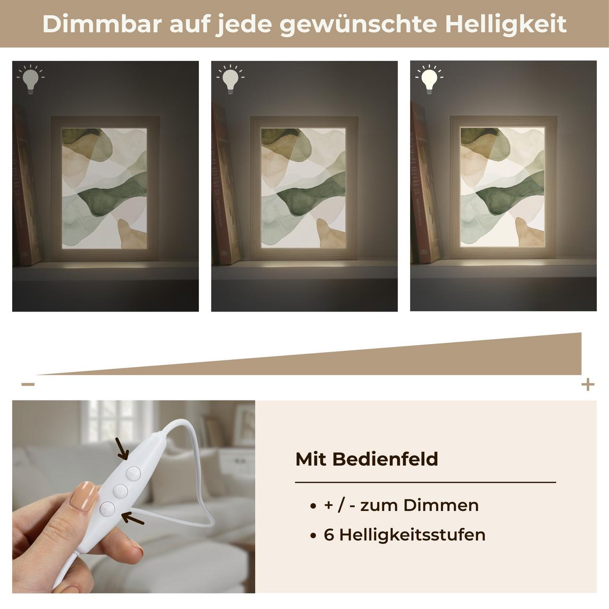 TISCHLEUCHTE Japandi - Abstrakt - Grün 15x20 cm - Buchefarben, Holzwerkstoff (8/15/20cm) - OnlyWow