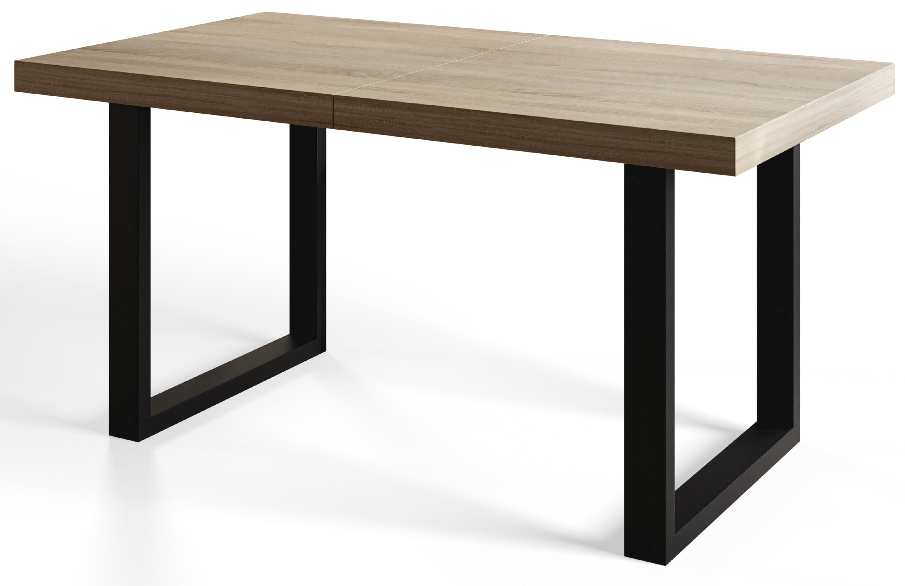 INDUSTRIELLER Esszimmertisch LOFT-U, ausziehbarer Tisch, Größe: 180-280X90X77 cm, Wohnzimmertisch Farbe: SONOMA, mit Metallbeinen in Farbe Schwarz - Schwarz/Sonoma Eiche, Holzwerkstoff (180/90/77cm) - Alpi-Möbel