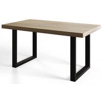 INDUSTRIELLER Esszimmertisch LOFT-U, ausziehbarer Tisch, Größe: 180-280X90X77 cm, Wohnzimmertisch Farbe: SONOMA, mit Metallbeinen in Farbe Schwarz - Schwarz/Sonoma Eiche, Holzwerkstoff (180/90/77cm) - Alpi-Möbel