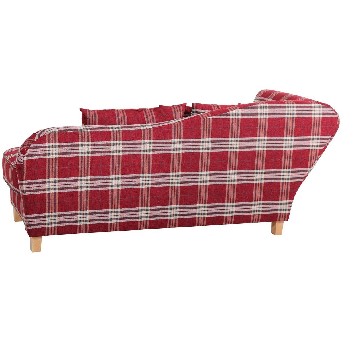 RECAMIERE mit Armteil links klappbar Katia Bezug Flachgewebe Buche natur / rot - Rot/Weiß, Kunststoff (190/82/88cm) - 58aufmkessel