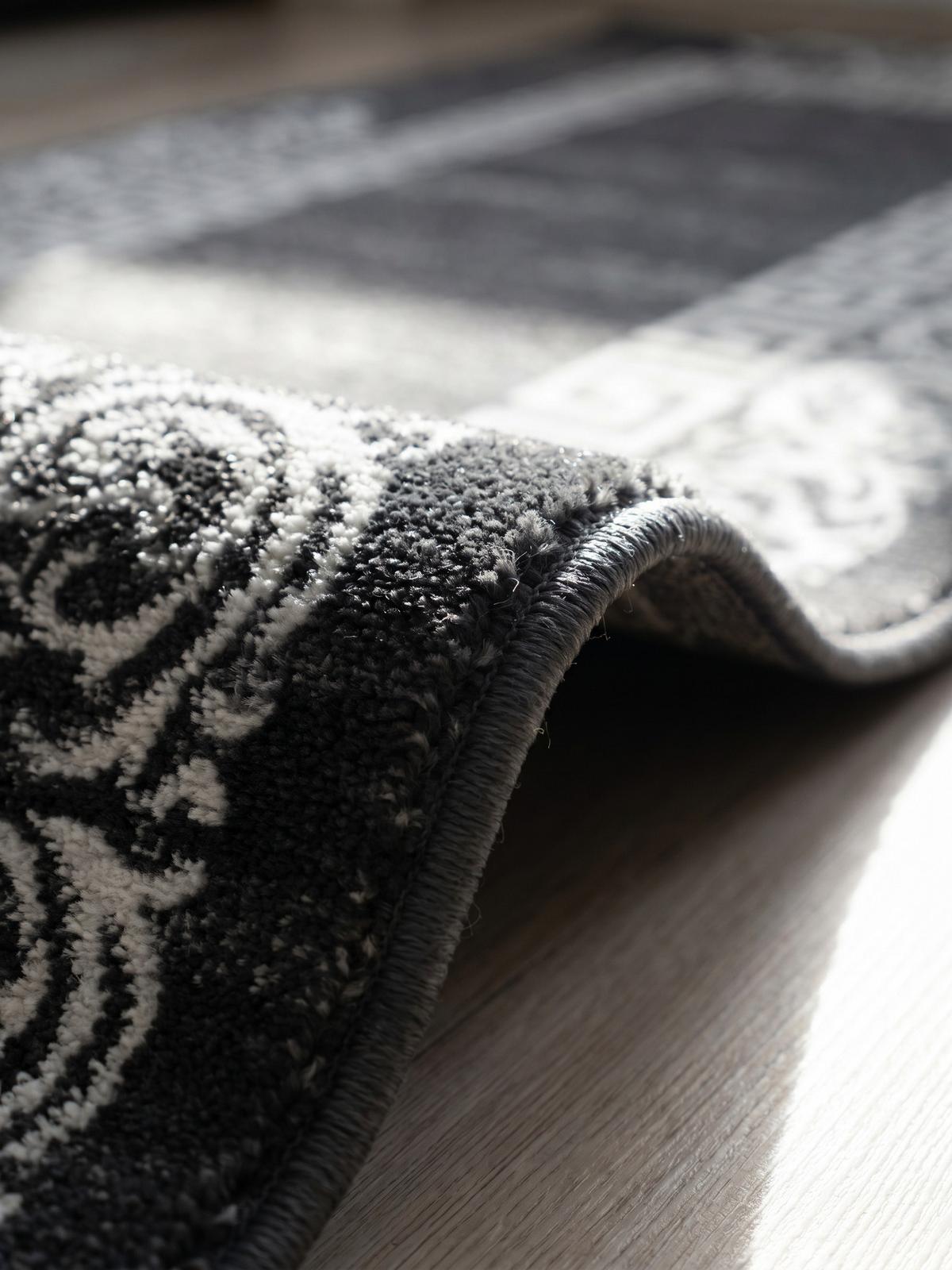 TEPPICH Kurzflor ASPEN in Grau, mit Mäander-Muster, 80 x 300 cm - Grau, Textil (80/300cm) - KADIMA DESIGN