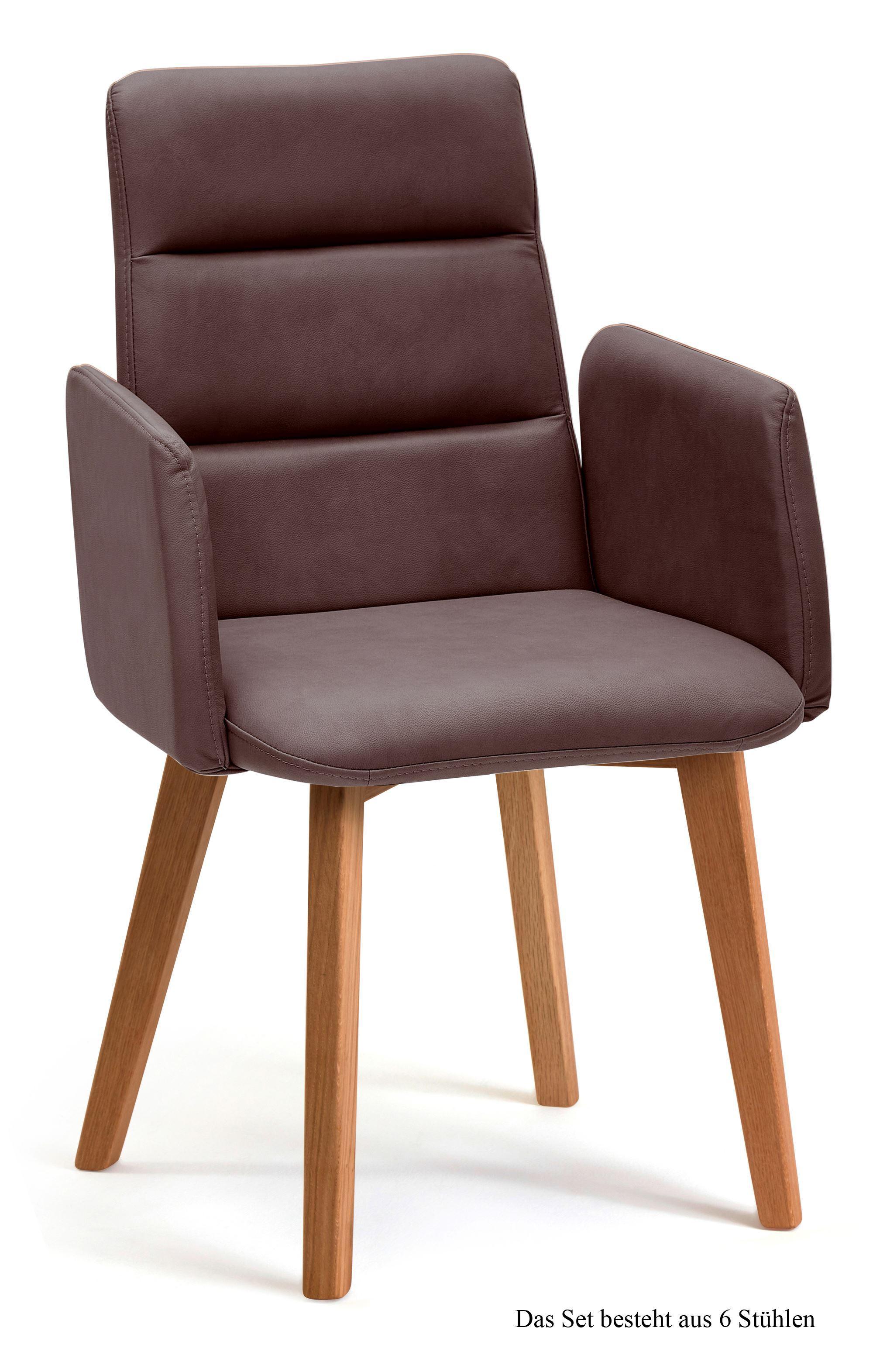 ARMLEHNSTUHL (6er-Set) Darelle 52x92x60 Eiche geölt/Braun - Eichefarben/Braun, Kunststoff (60/92/52cm) - 58aufmkessel