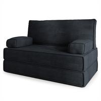 BETTSOFA LADIA aus Schaumstoff Kordstoff Schwarz Schlaffunktion - Schwarz, Textil (140/86/60cm) - MASSENO