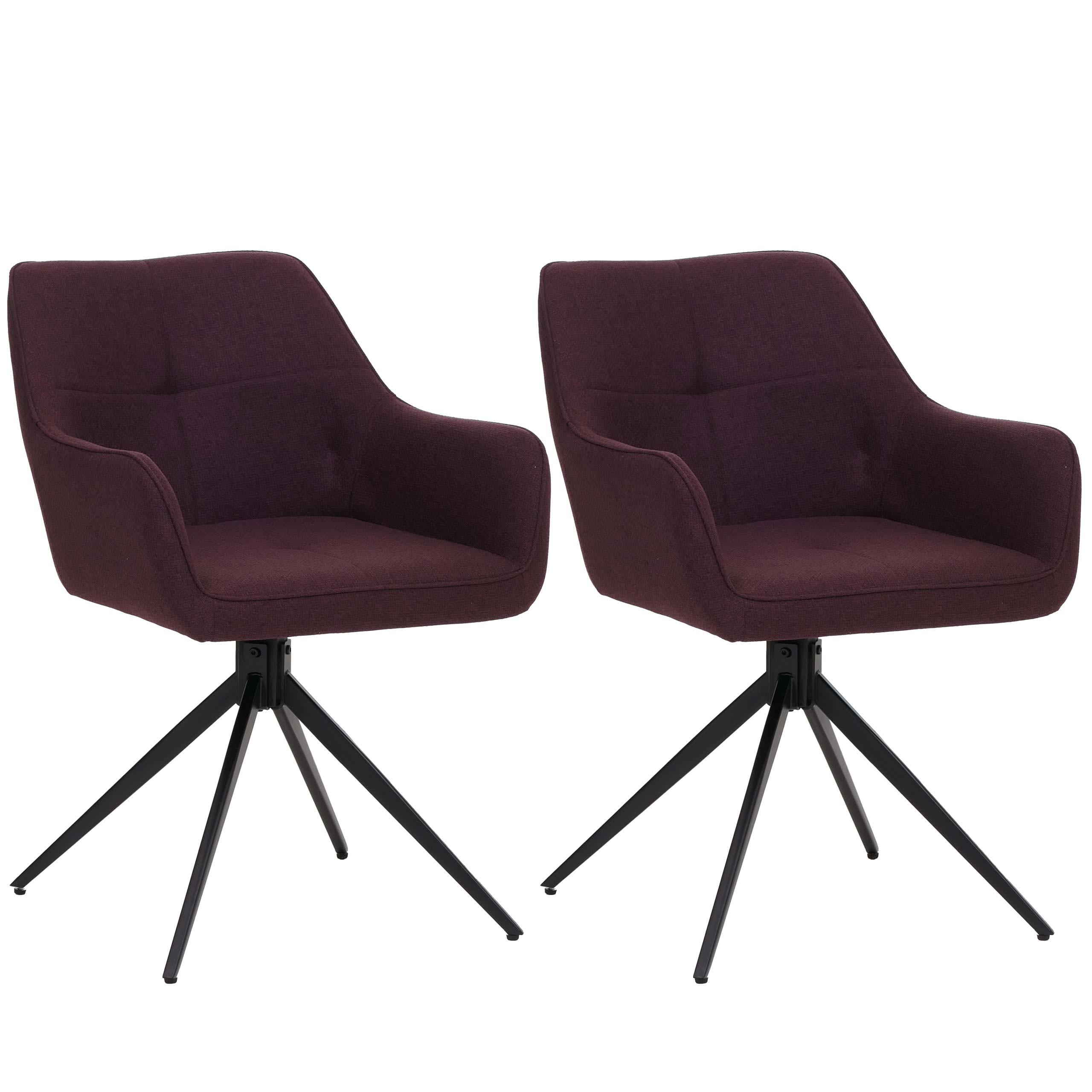 ESSZIMMERSTUHL Schwarz, Bordeaux 2er-Set - Bordeaux/Schwarz, Textil (53/80/59cm) - MCW