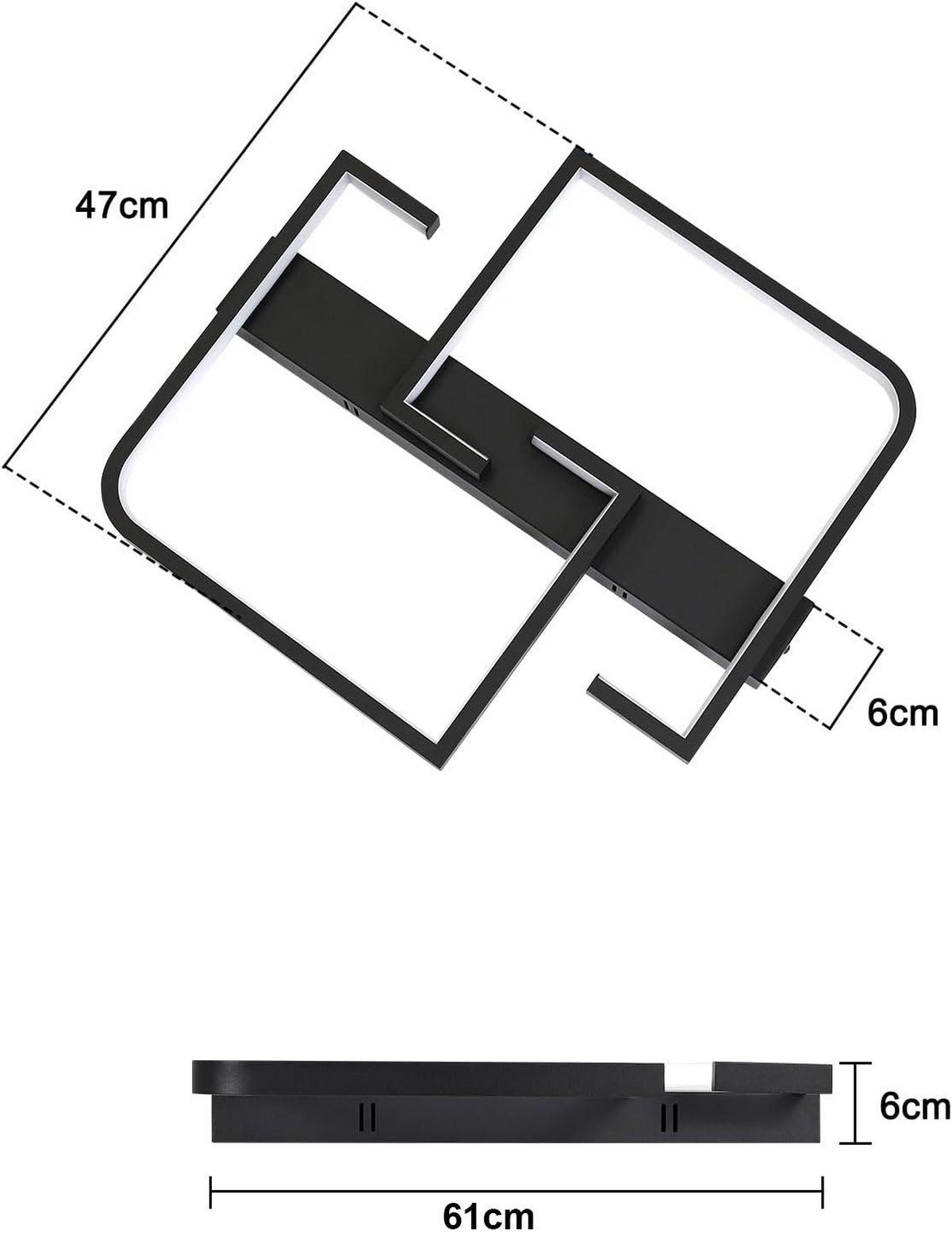 LED-DECKENLEUCHTE Carsten 61/47/6 cm - Schwarz, Metall (61/47/6cm) - Nettlife