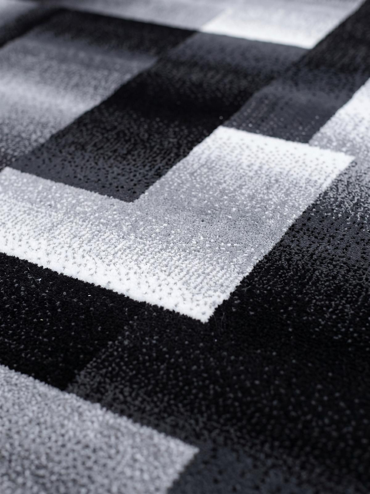 TEPPICH Kurzflor ASPEN in Schwarz, abstrakt kariert, 80 x 300 cm - Schwarz, Textil (300/80cm) - KADIMA DESIGN