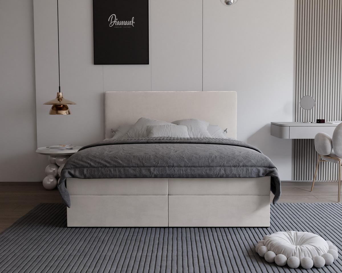 BOXBETT GIULIA 180/200 cm mit Matratze und Topper, Creme - Creme, Textil (180/200cm) - Idohome