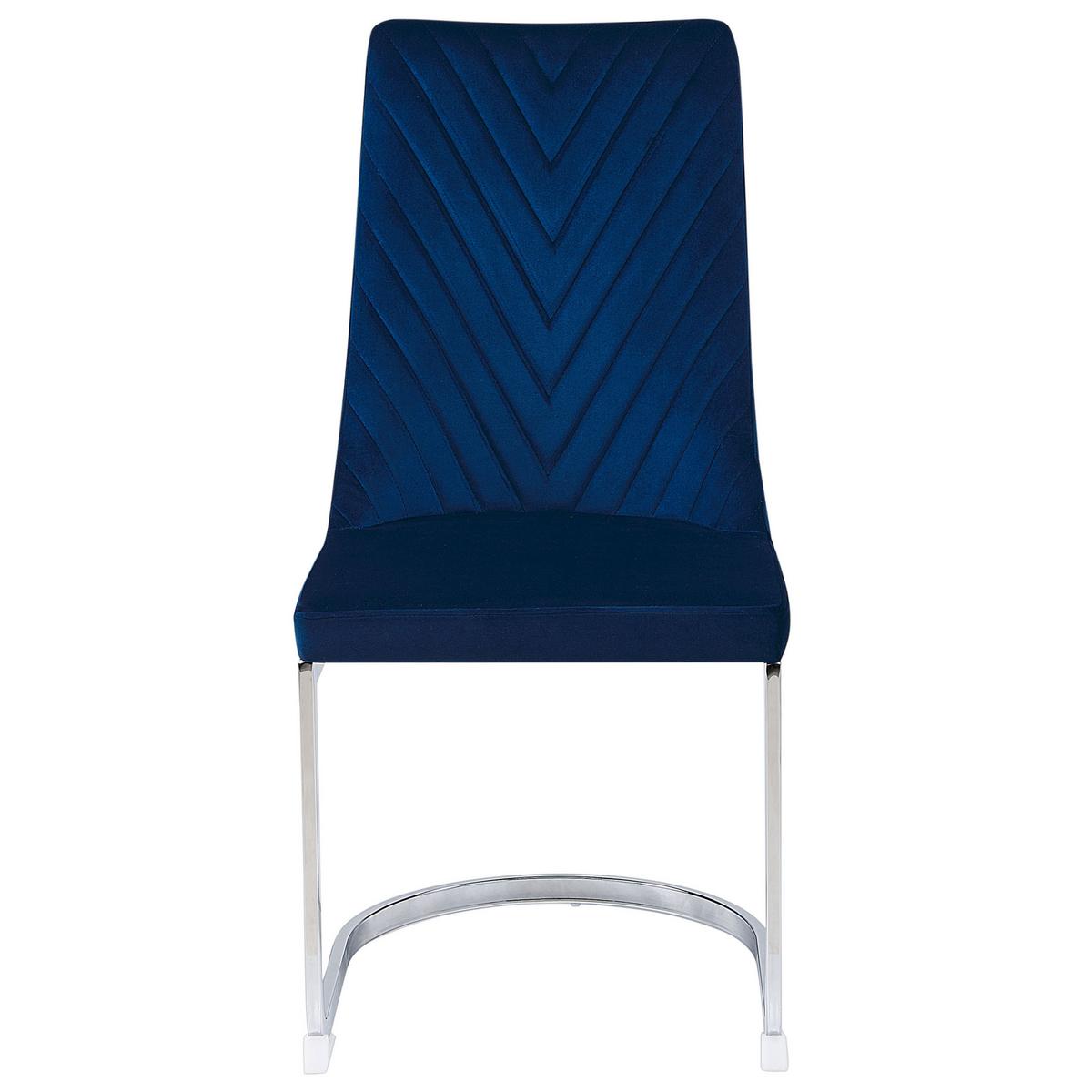 ESSZIMMERSTUHL 2er-Set Samtstoff kobaltblau Altoona - Blau/Silberfarben, Textil (46/96/58cm) - Beliani