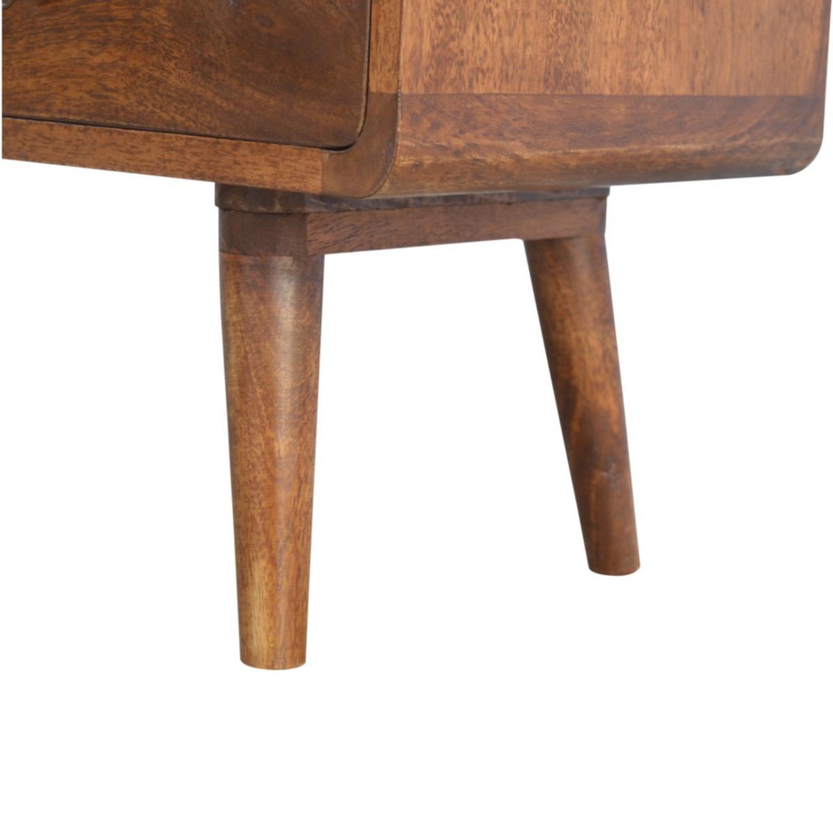 MEDIENUNIT Massives Mangoholz Gewölbte, Kastanienholz-Finish, mit 2 Schubladen - Messingfarben/Braun, Holz/Metall (90/47/35cm) - Artisan Furniture