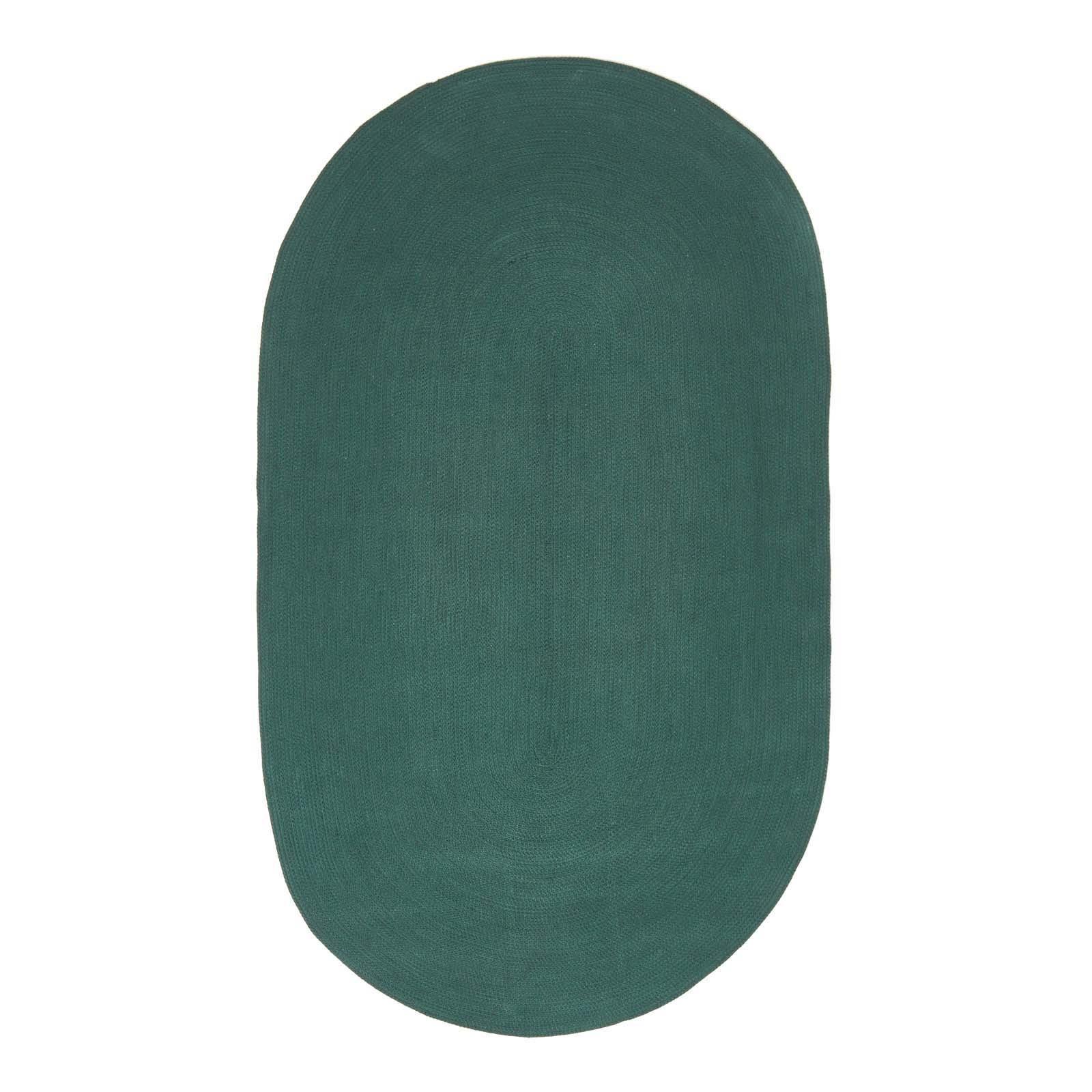 TEPPICH geflochten oval 60/90 cm - Waldgrün, Textil (60/90cm) - Homescapes