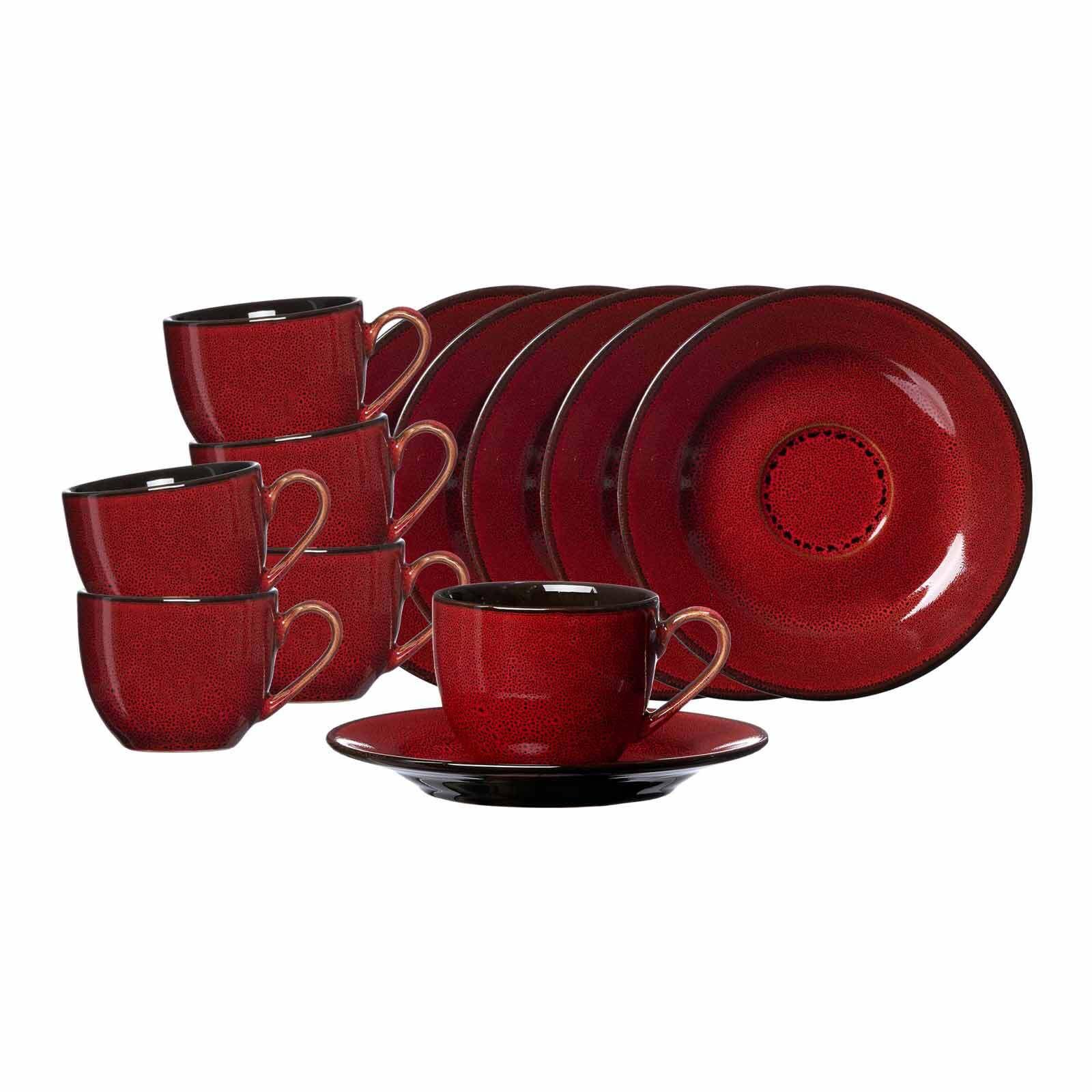 ESPRESSOTASSEN MIT UNTERTASSEN Gambia rot 90 ml 6er Set - Rot, Keramik (0.09L) - Ritzenhoff Breker