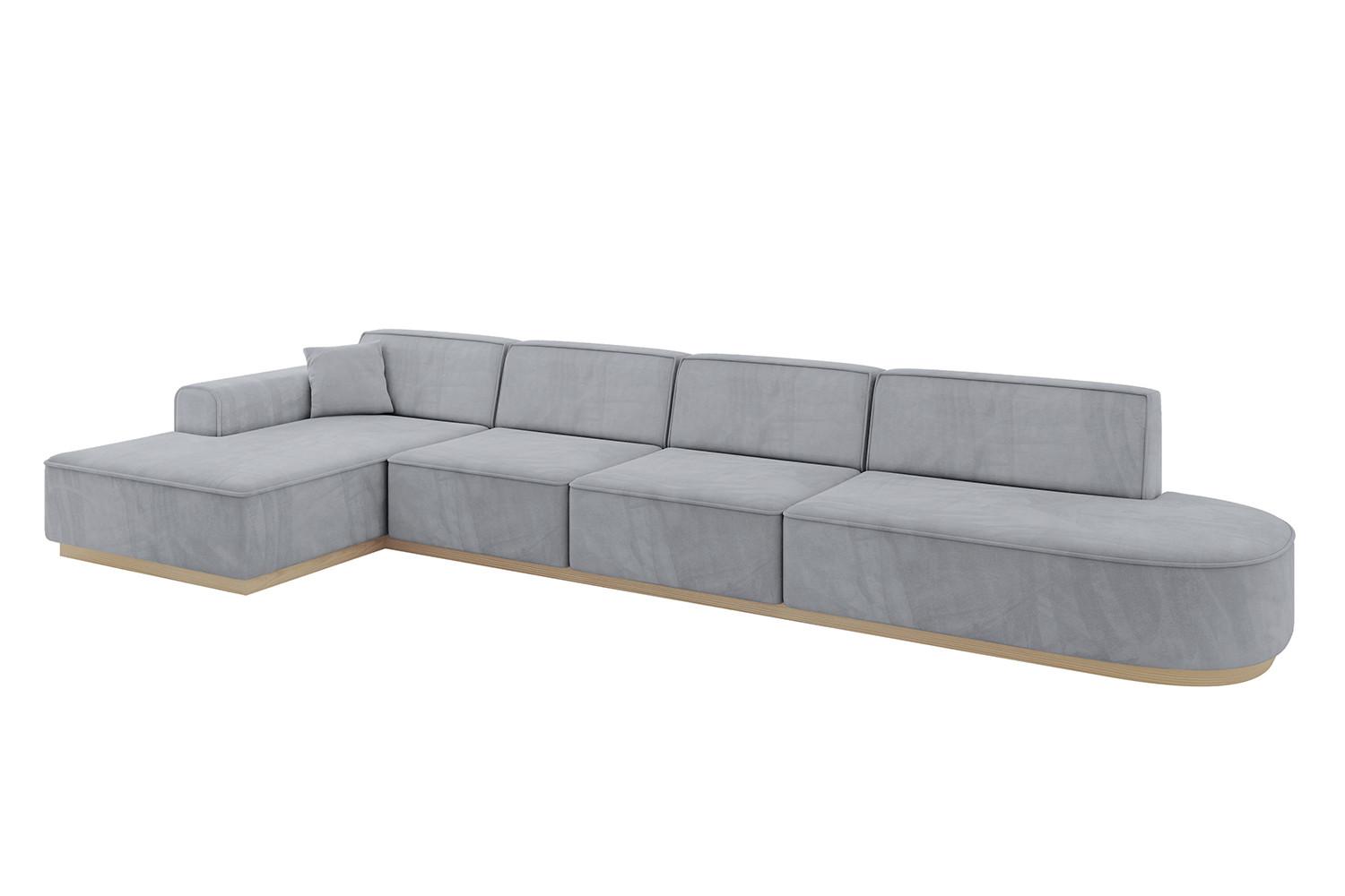ECKSOFA Ottomane Links IREA-L3 - 412x165x80 cm Grau - Titanfarben, Holzwerkstoff/Textil (412/165cm) - ALTDECOR