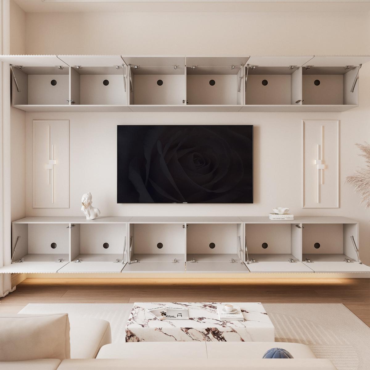 TV-LOWBOARD ANGEL IX mit LED-Beleuchtung, 300 cm Kaschmir - Kaschmir, Holzwerkstoff (300/36/40cm) - Idohome