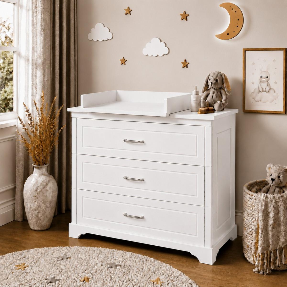 SIDEBOARD TWINKLE für das Kinderzimmer Weiß matt Wickeltisch - Weiß, Holzwerkstoff (98/89.5/53cm) - Lookway