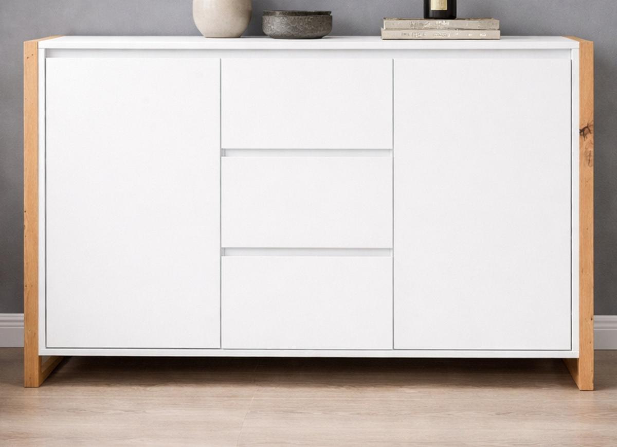 SIDEBOARD weiß, Eiche Artisan 120 x 88 cm, Kommode mit viel Stauraum - Weiß/Eiche Artisan, Holzwerkstoff (120/88/40cm) - Furn.Design