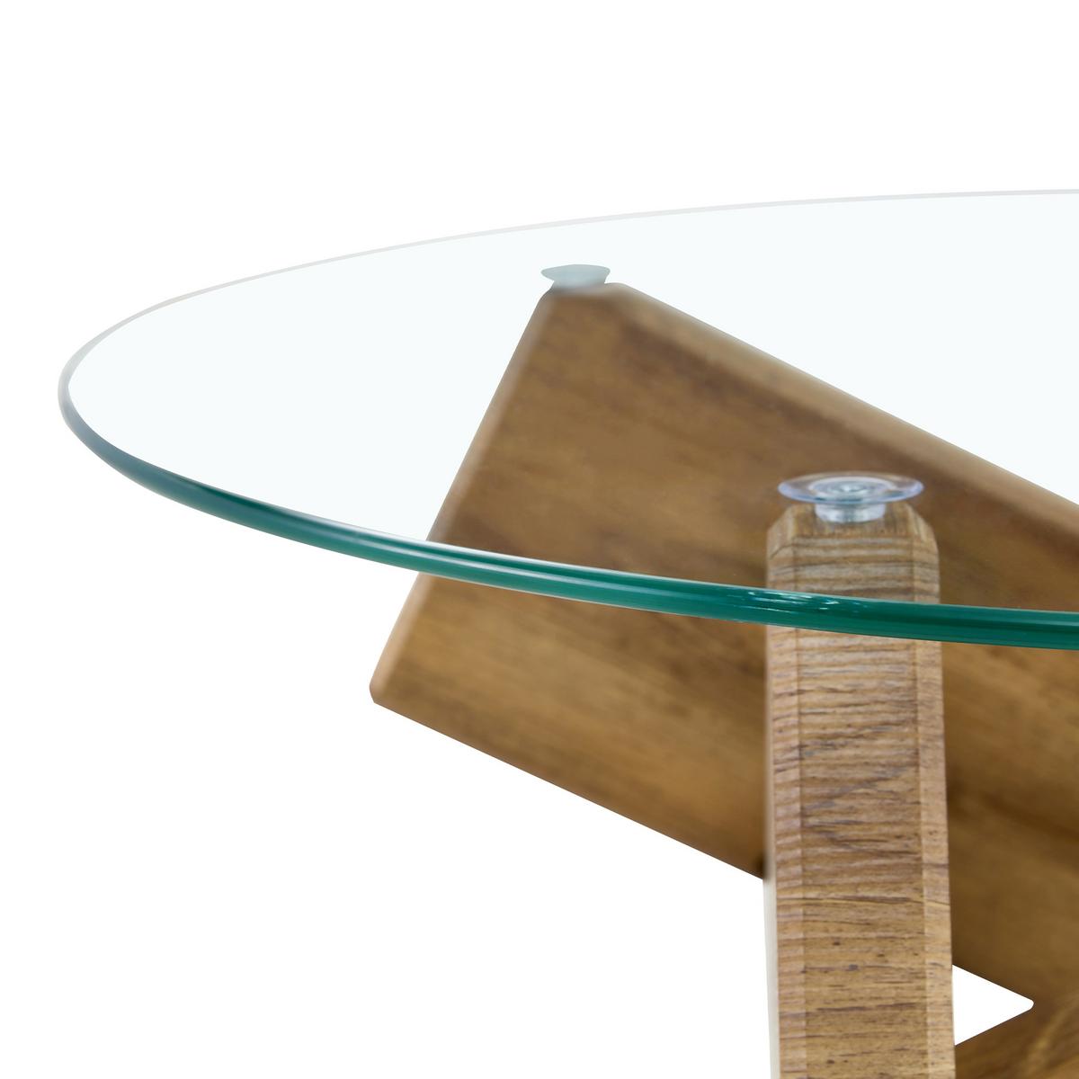 COUCHTISCH glas holzoptik kreuzgestell design - Wildeiche, Holzwerkstoff (79/79/45cm) - Urban Meuble