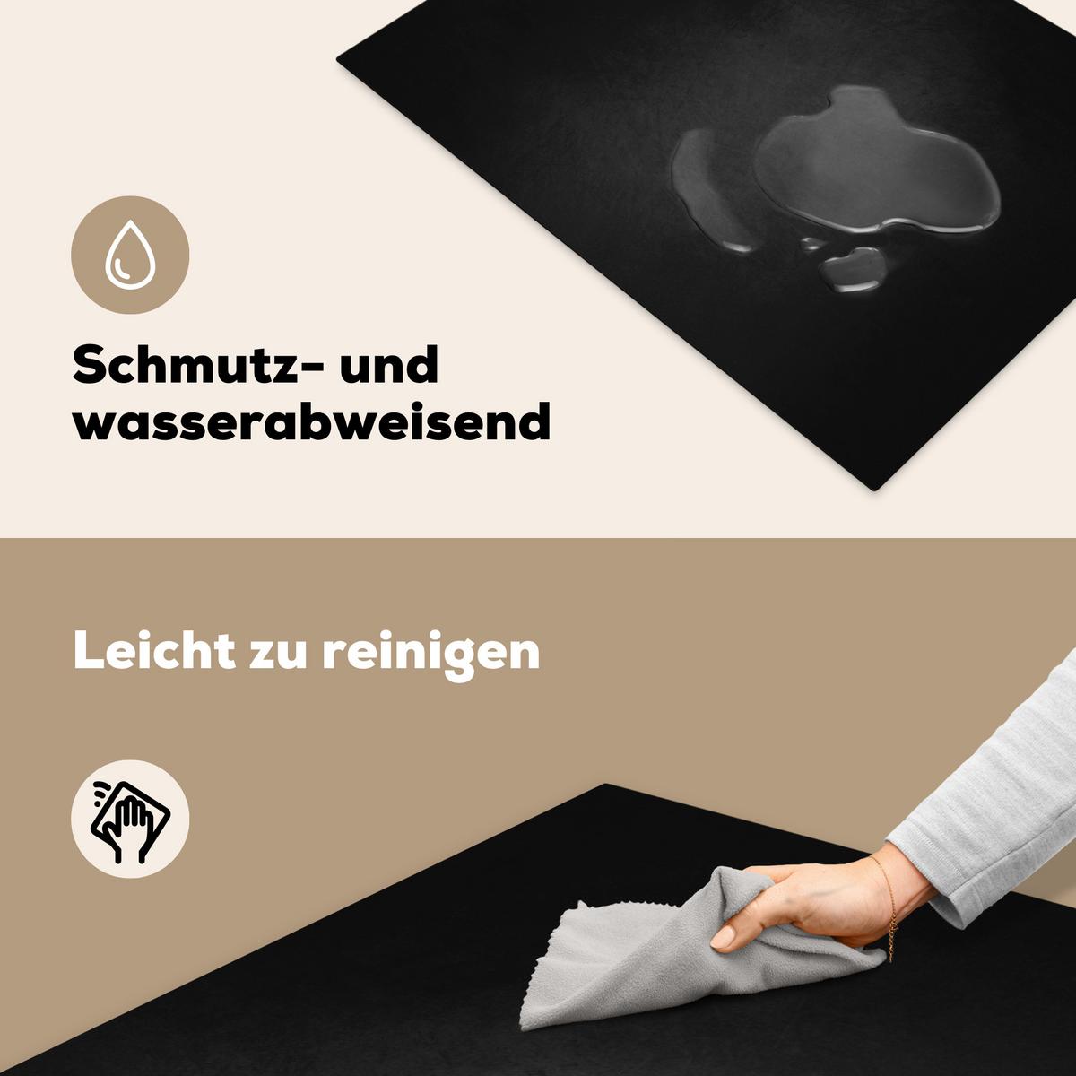 HERDABDECKPLATTE Beton - Schwarz - Grau - Strukturiert - Industriell Herdabdeckung Induktionsfeld 75x52 cm - Graphitfarben, Kunststoff (75/52/0.2cm) - MuchoWow