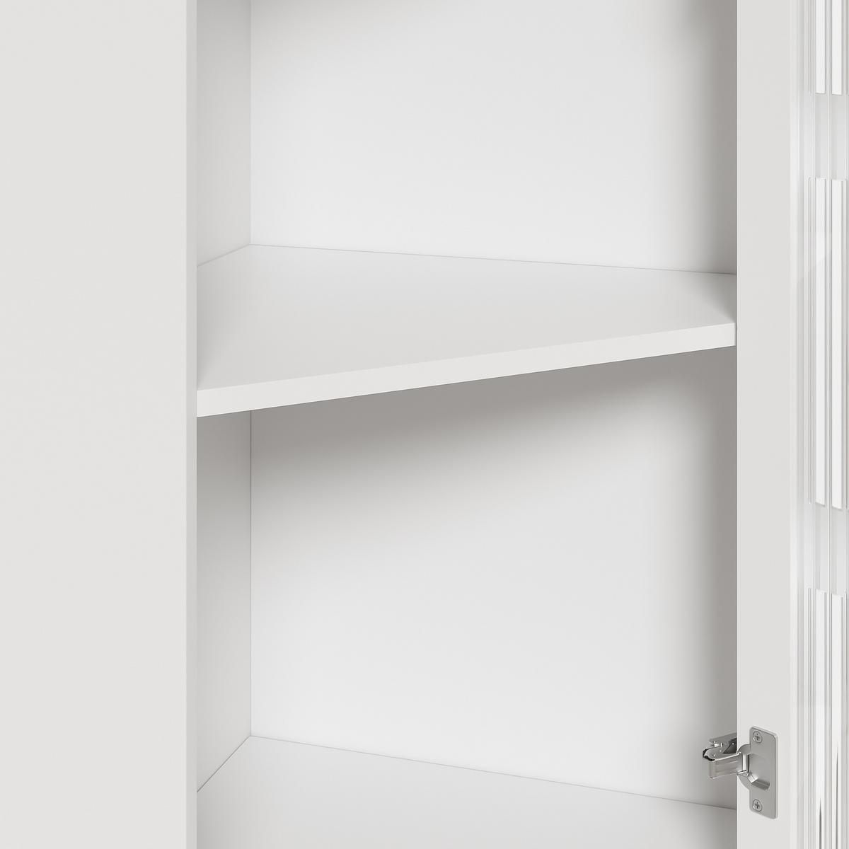 ECKSCHRANK in Weiß lackiert mit App-gesteuerter LED & Glasvitrine - Weiß, Holzwerkstoff (63/124/45cm) - Urban Meuble