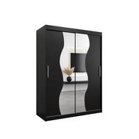 SCHWEBETÜRENSCHRANK 200/150/62 2-türig - Silberfarben/Schwarz, Holz/Kunststoff (150/200/62cm) - MÖBEL KRYSPOL