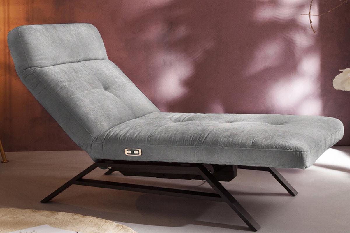 LIEGE MIT MOTORISCHER RELAXFUNKTION AMERIVA Grau Velvet Relaxfunktion - Schwarz/Grau, Textil (80/110/158cm) - KAWOLA