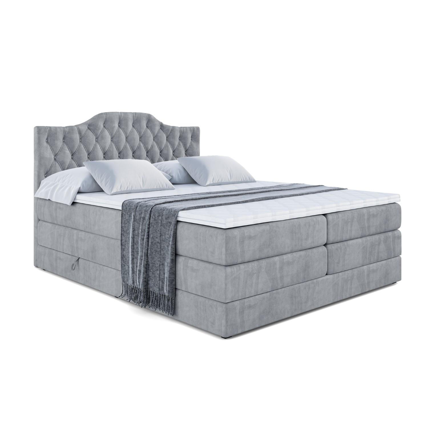 BOXSPRINGBETT VILA-1 KING - 120x200 - H3/H4 - Grau - Grau, Holzwerkstoff (120/200cm) - ALTDECOR