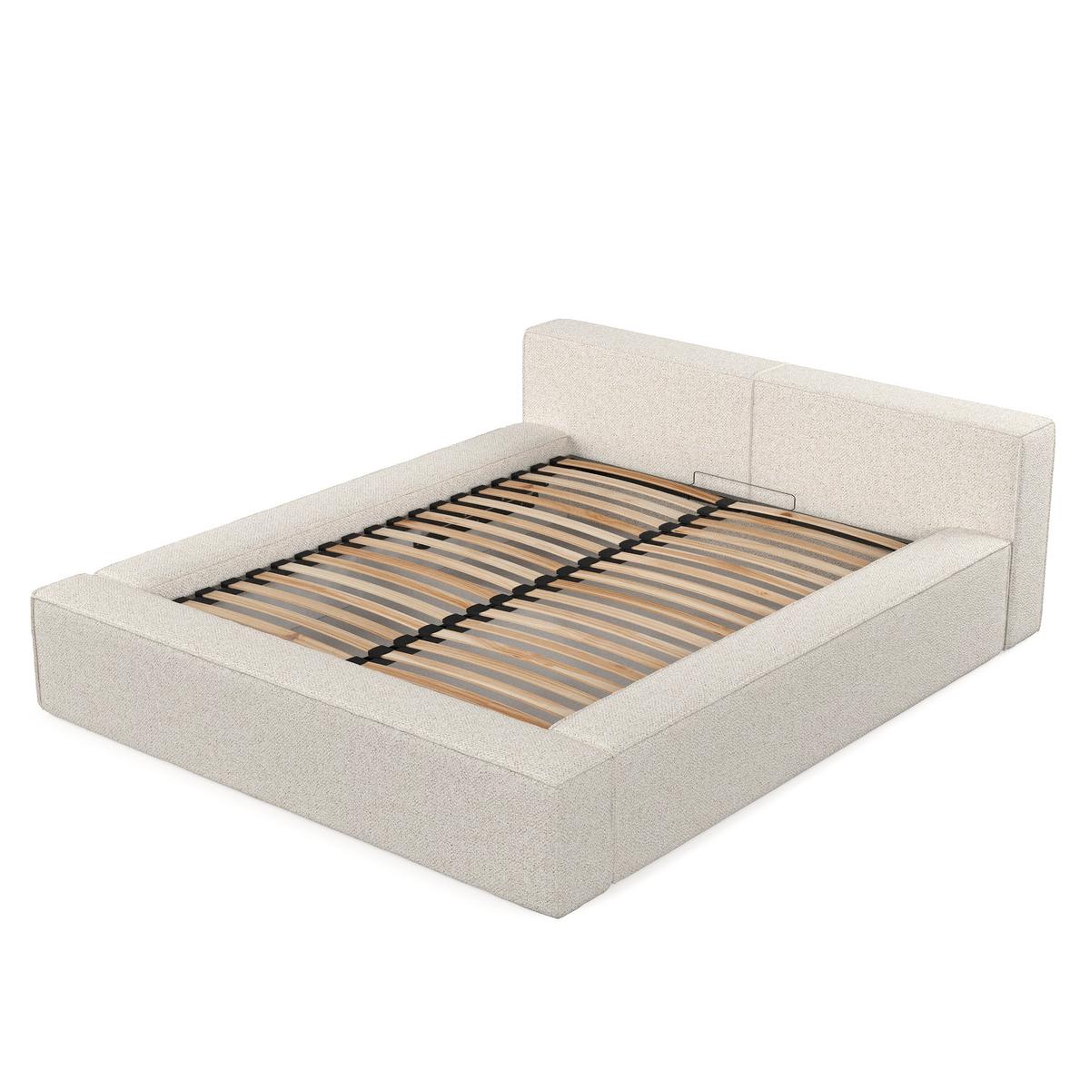 POLSTERBETT Casto mit Stauraum 160/200 cm Hellbeige im Blur Stoff - Beige/Schwarz, Holz/Holzwerkstoff (160/200cm) - AltaBeds