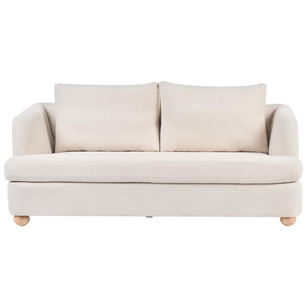 3-SITZER-SOFA Bouclé Cremeweiß Rattvik - Hellbraun, Textil (198/86/82cm) - Beliani