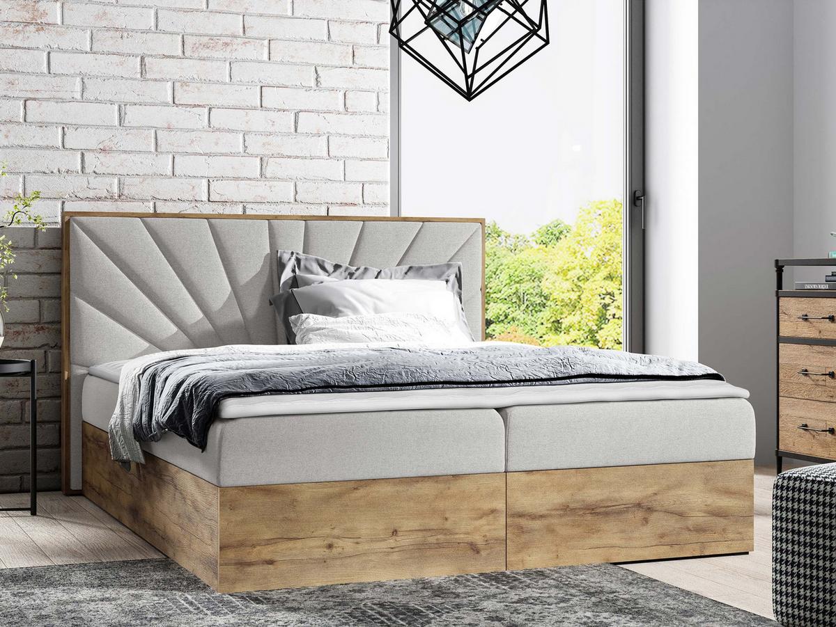 BOXBETT Wood 7 - H3 - Hellgrau, Holz/Textil (180/200cm) - MIRJAN24