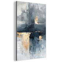 METALLBILD Kunst - Grau - Gold - Abstrakt 20x30 cm - Dunkelgrau, Metall (20/30cm) - MuchoWow