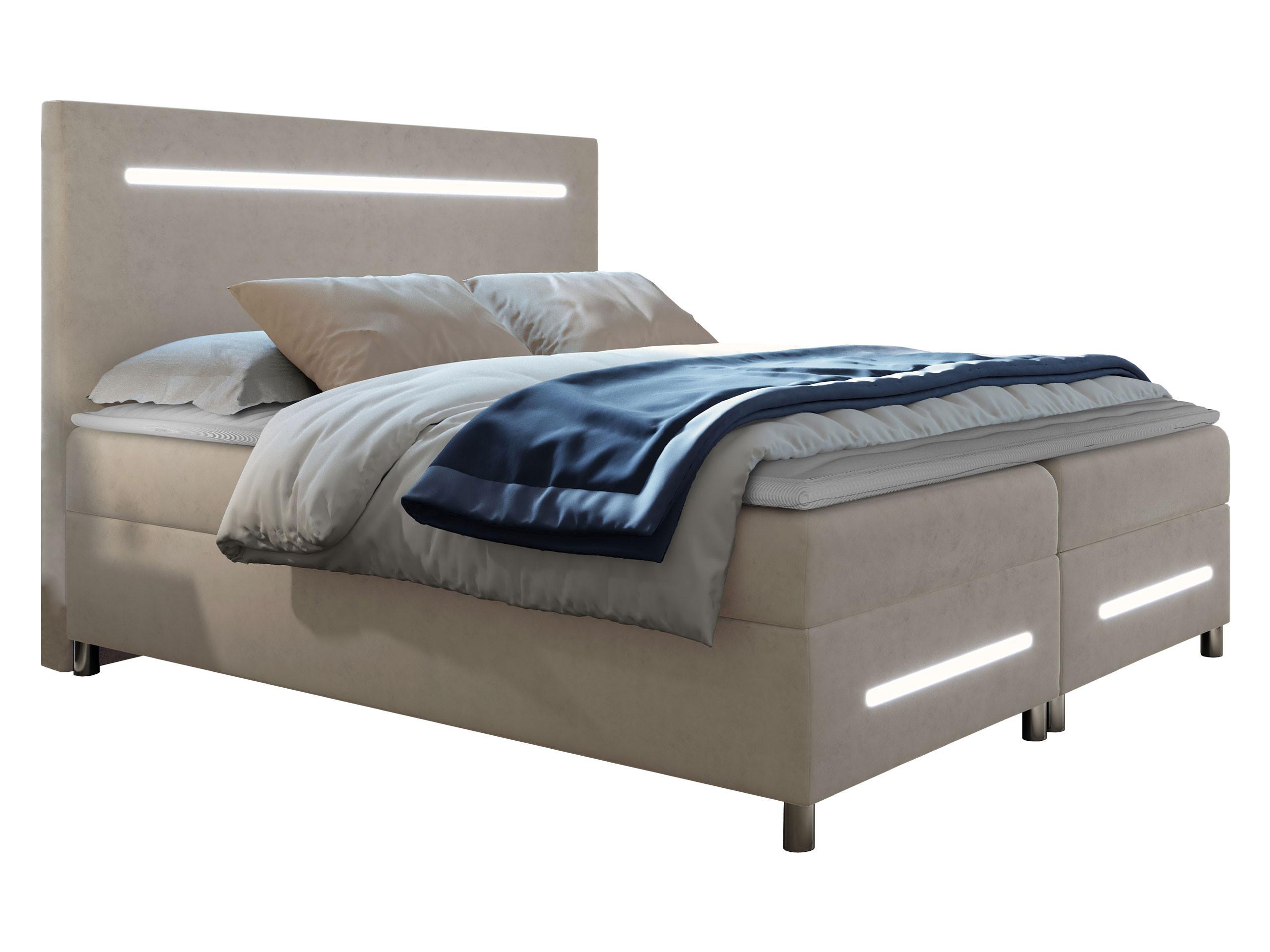 BOXBETT Enter LED - H3 - Creme, Holz (160/200cm) - MIRJAN24
