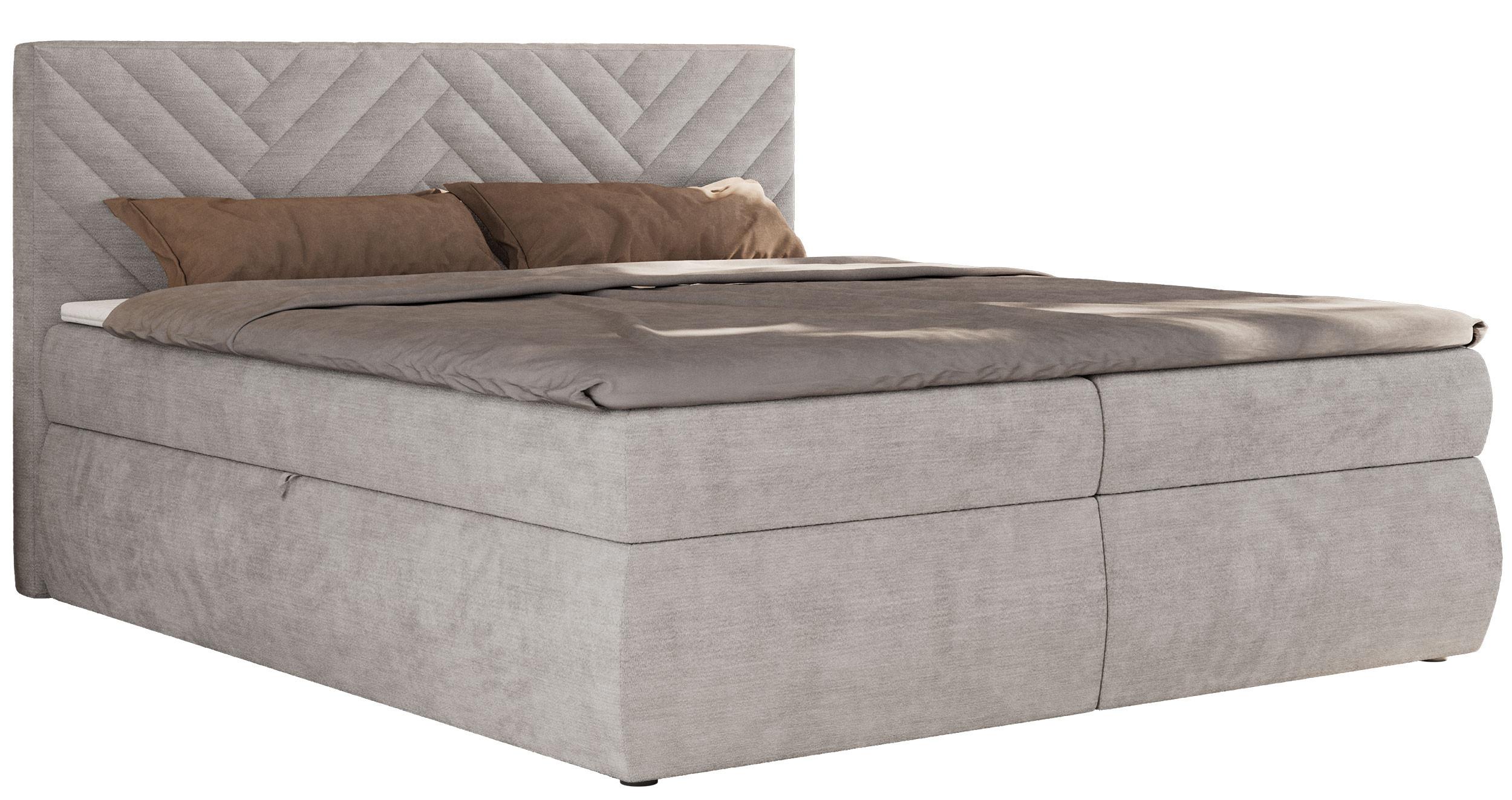 BOXBETT AVERTA 140/200 - Hellgrau Schenille glatt - H4 - Hellgrau, Textil (140/200cm) - MKS