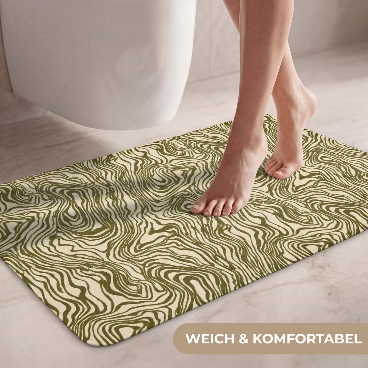 WC-VORLEGER Abstrakt - Marmor - Grün Toilettenteppich 80x50 cm - Dunkelgrün, Textil (80/1cm) - OnlyWow